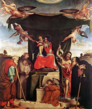 Lorenzo Lotto Painting - Madonna and Child with Saints 1521 Renaissance Lorenzo Lotto